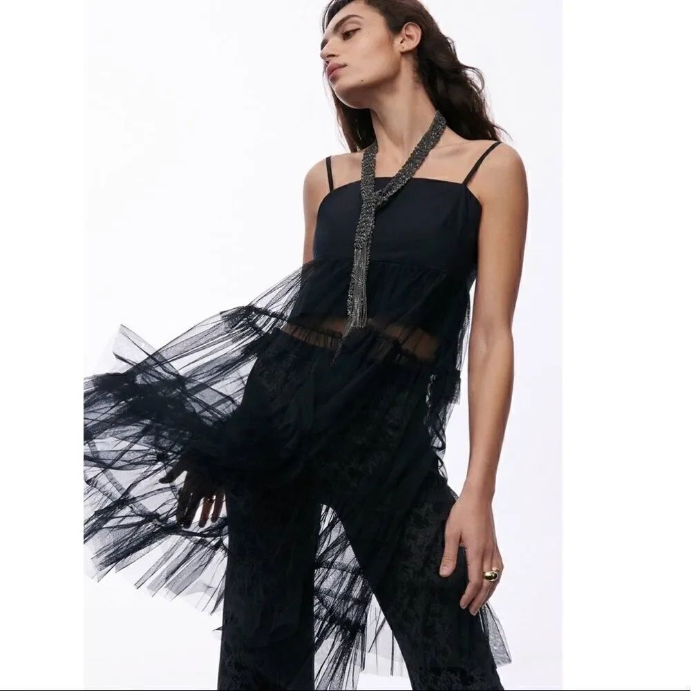 Anthropologie Maeve Tiered Tulle Tunic Blouse
Maeve